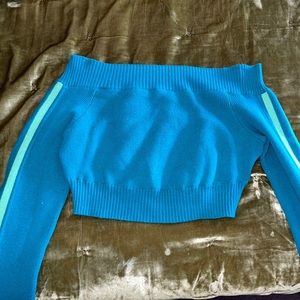 Turquoise Retro Knit Sweater Top
